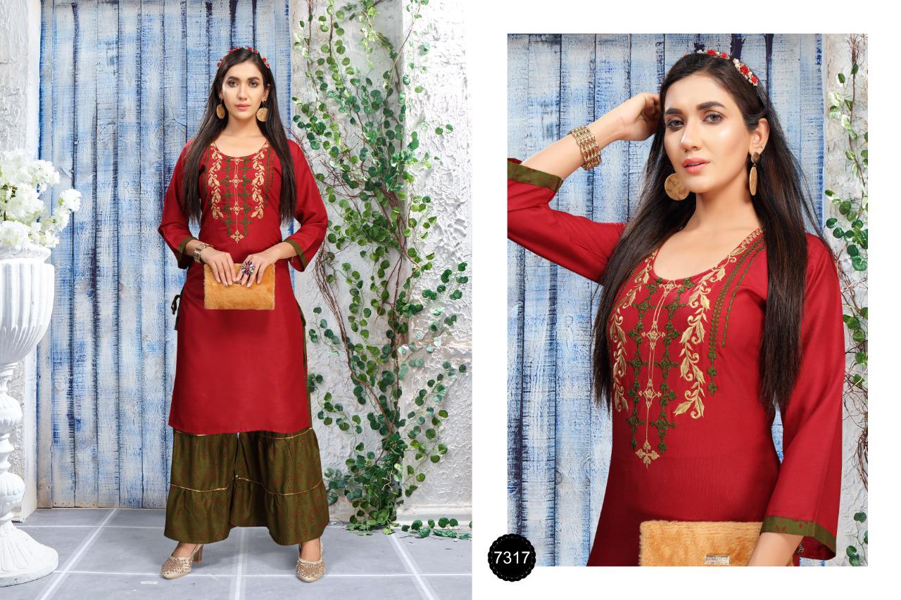 Ft Dulhan Latest Fancy Festive Wear Heavy Rayon Block Print Kurti With Bottom Collection
