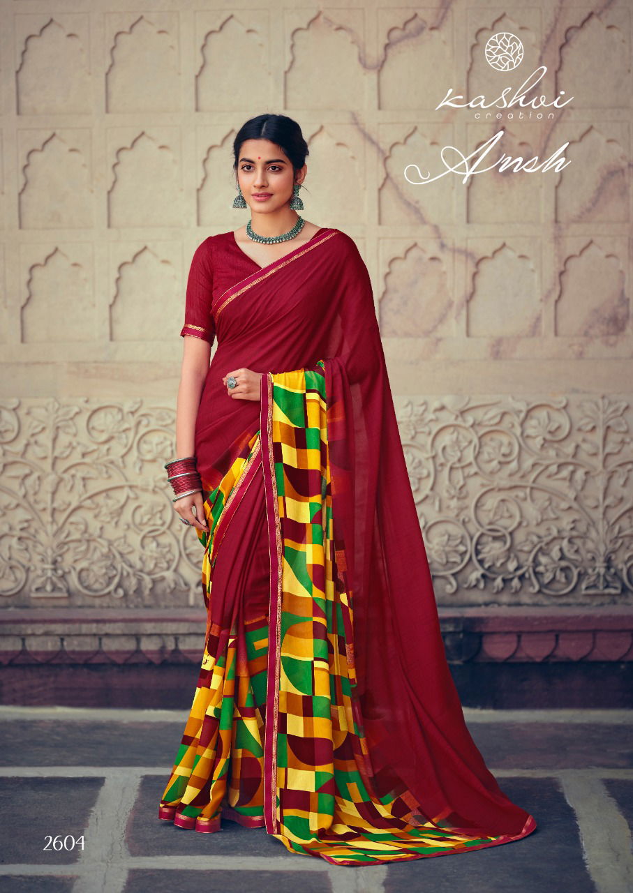 Kashvi Ansh 2 Fancy Designer Casual Regular Wear Weightless Georgette Printed Sarees Collection
