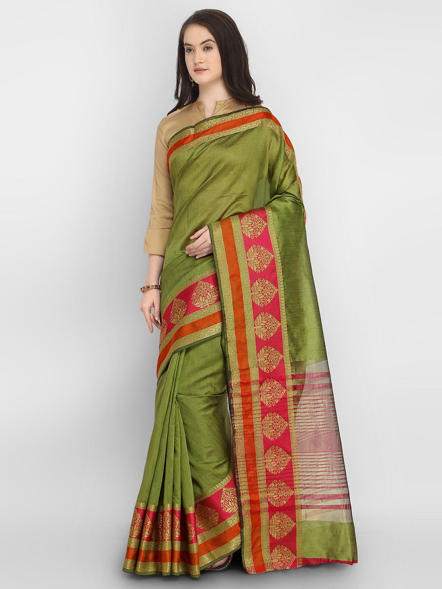 Latest Beautiful Designer Bordered Casual Wear Silk Saree Collection  