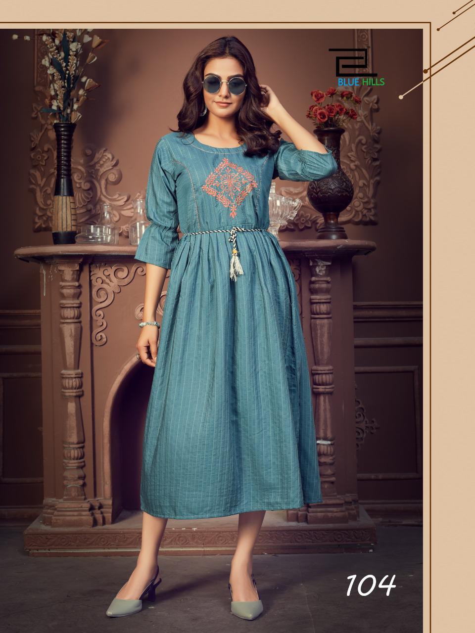 Blue Hills Lotus 1 Latest Fancy Designer Festive Wear Chinon Designer Heavy Kurtis Collection
