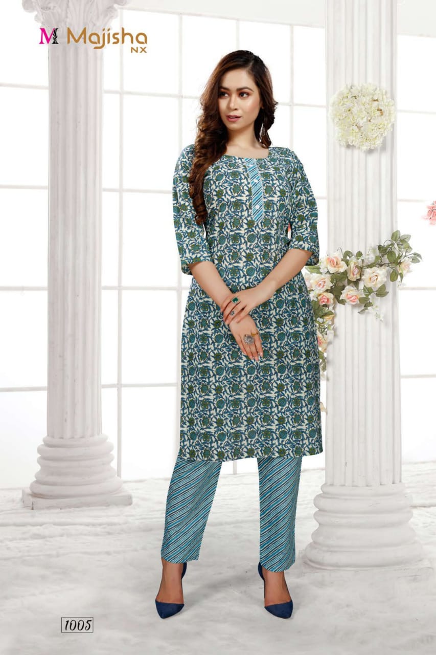 Majisha Nx Cotton House Regular Wear Cotton Printed Kurti With Bottom Collection