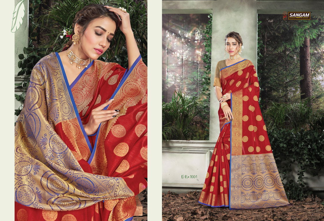 Sangam Karmala Silk Latest Designer Festive Wear Handloom Silk Heavy Sarees Collection
