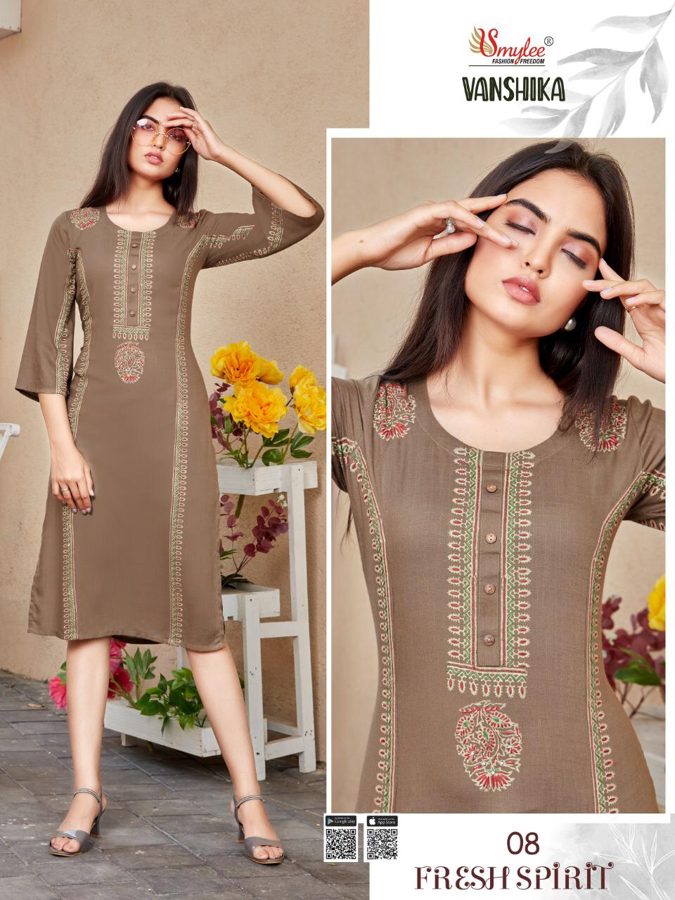 Smylee Vanshika Latest Fancy Designer Ethnic Wear  Heavy Slub Rayon Designer Kurti Collection
