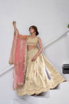 Cream Colour Banarsi Silk Lahenga With Blouse And Dupatta Wholesale Price In Surat Kf 2150