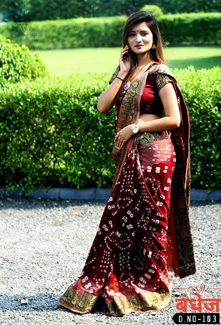 Ssm Dolly Latest Fancy Designer Bandhani Art Silk Bandhej Saree Collection
