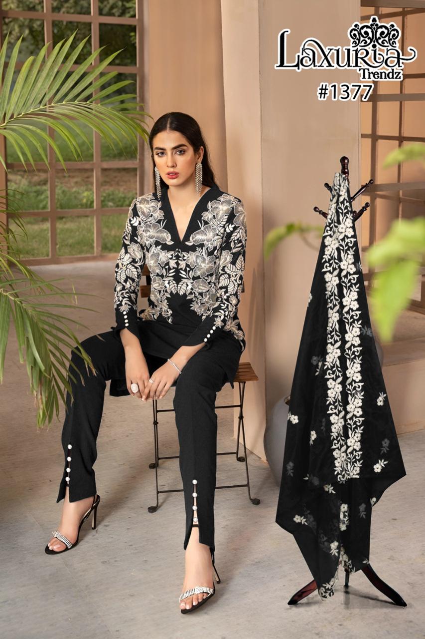 1377 Laxuria Trendz Faux Georgette Western Wear Tunic Kurti With Bottom Wholesale Online
