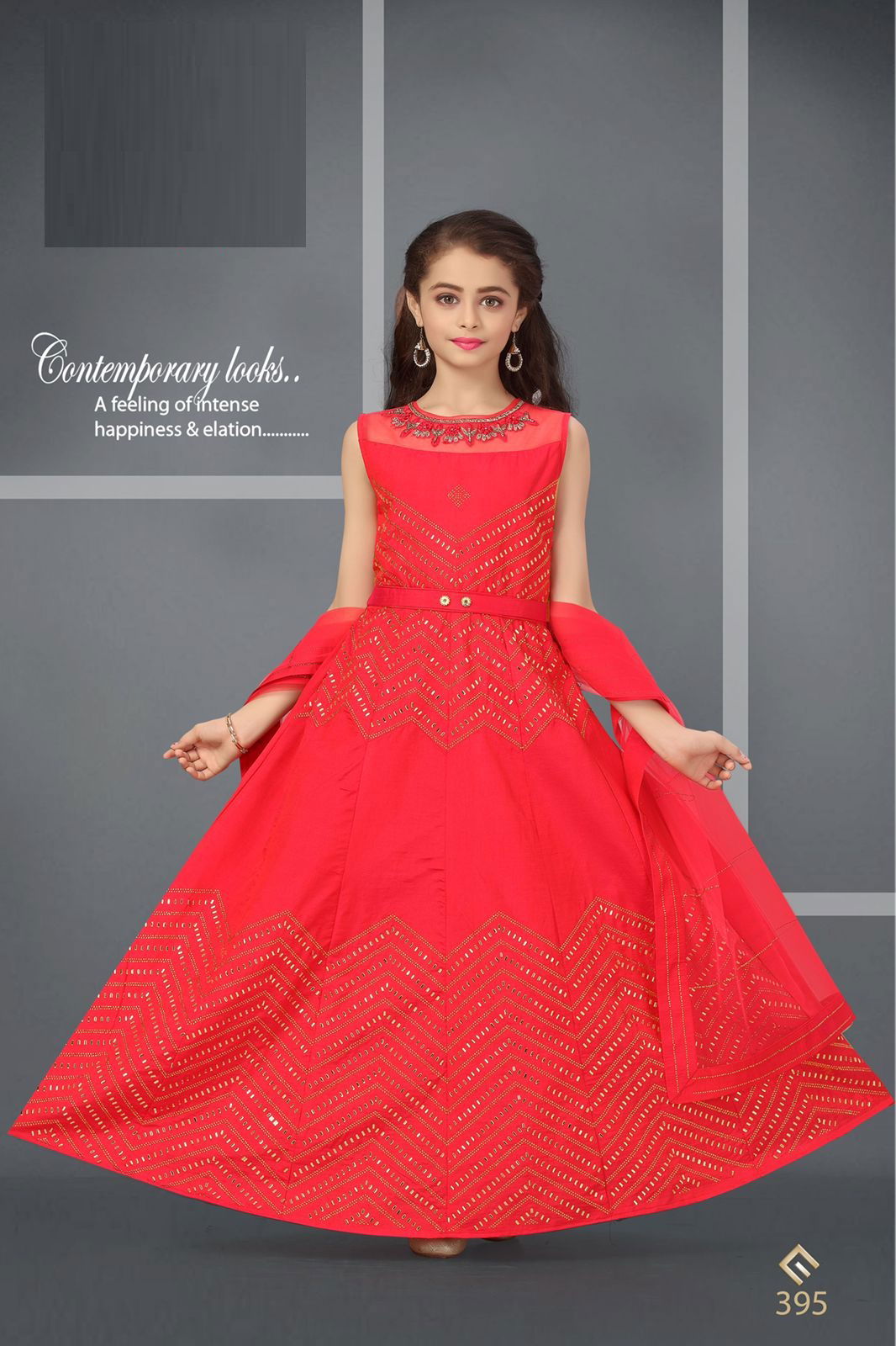 Red Angel 395 Festive Wear Silk Designer Kids Wholesale Gown Collection