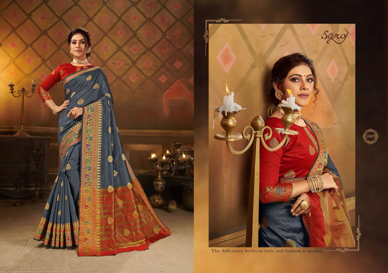 Saroj Aayat Latest Designer Wedding Wear Jacquard Printed Silk Sarees Collection