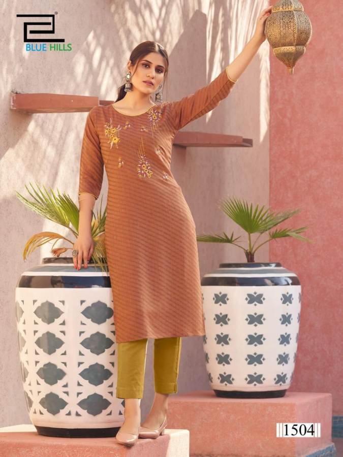 Blue Hills Colorbar 15 Latest Designers Fancy Wear Rayon Kurti Collection