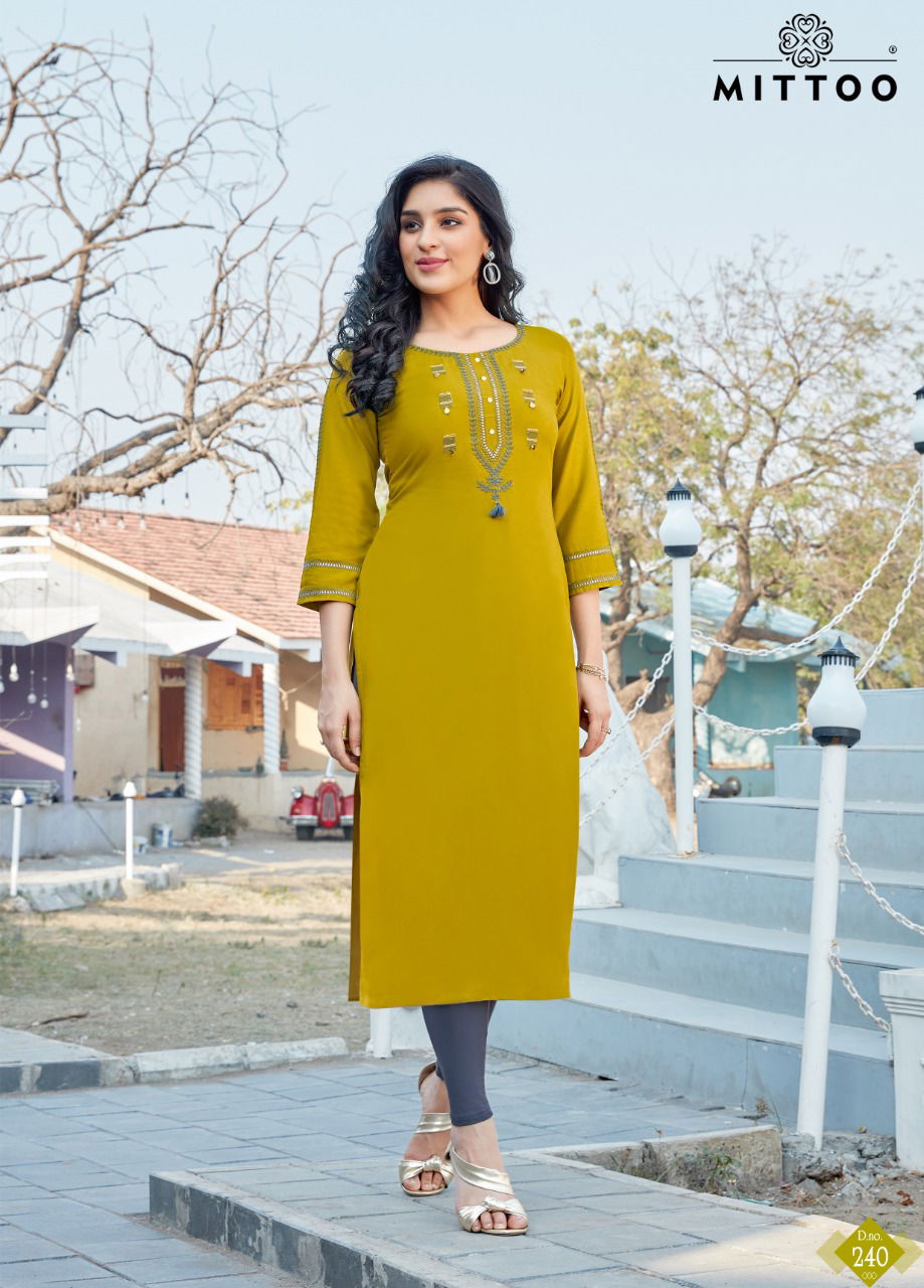 Mittoo Payal 16 heavy Rayon Latest Fancy Designer Ethnic Wear Handwork and Embroidery Work Long Kurti Collection
