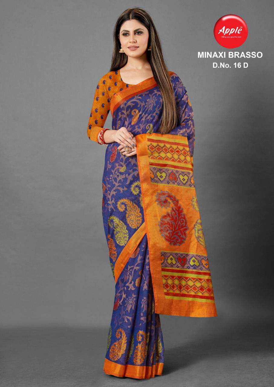 Minaxi Brasso-16 Latest Designer Casual Wear Cotton Brasso Saree Collection