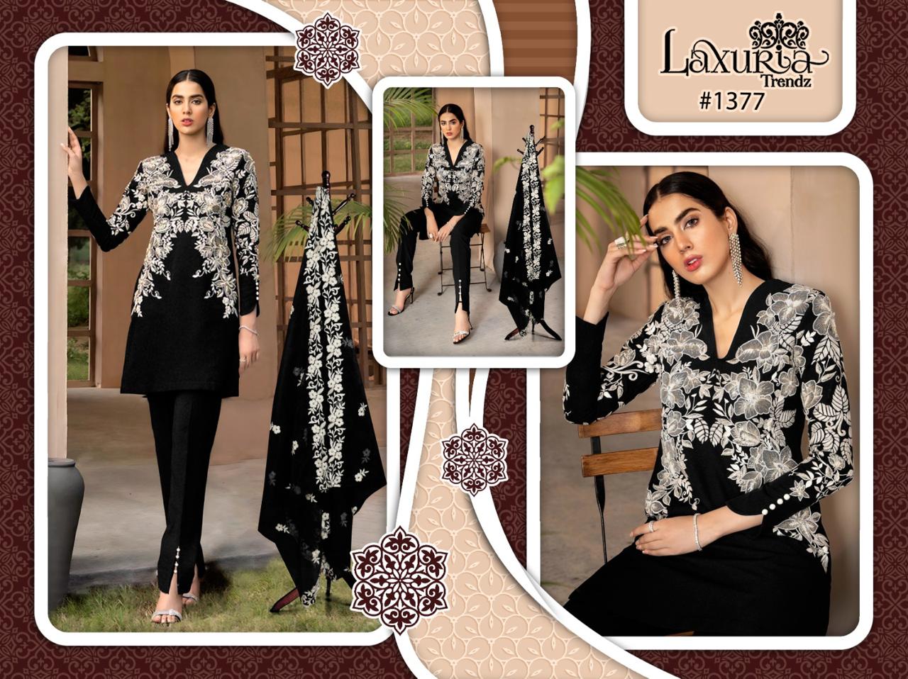 1377 Laxuria Trendz Faux Georgette Western Wear Tunic Kurti With Bottom Wholesale Online
