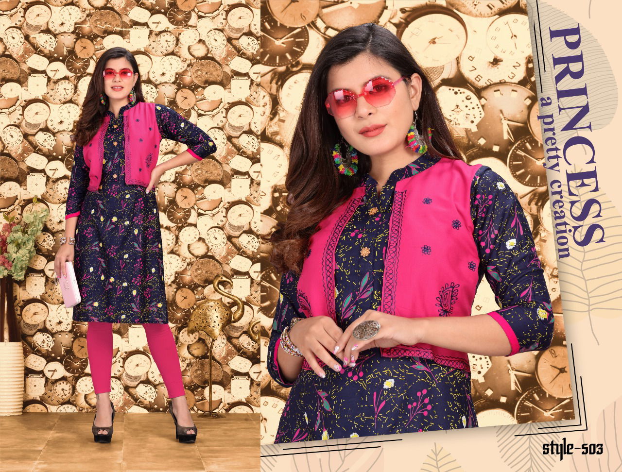 Feelings Fancy Designer Ethnic Wear Rayon Kurtis With Jacket Collection
