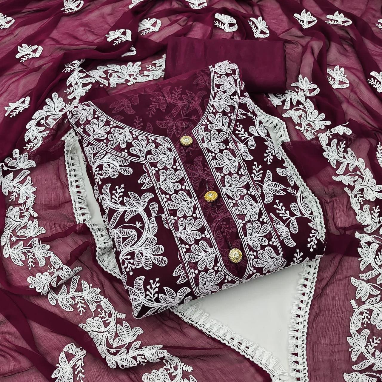 MD Heavy Modal Embroidery Non Catalog Women Dress Material Suit Wholesalers In Delhi