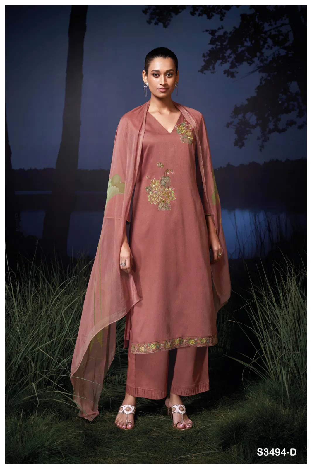 Kailani 3494 By Ganga Cotton Satin Salwar Suit Suppliers In India