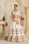 Cream colour Silk With Zari Work Lahenga With Blouse And Dupatta Bulk Orders In India KF 2102 