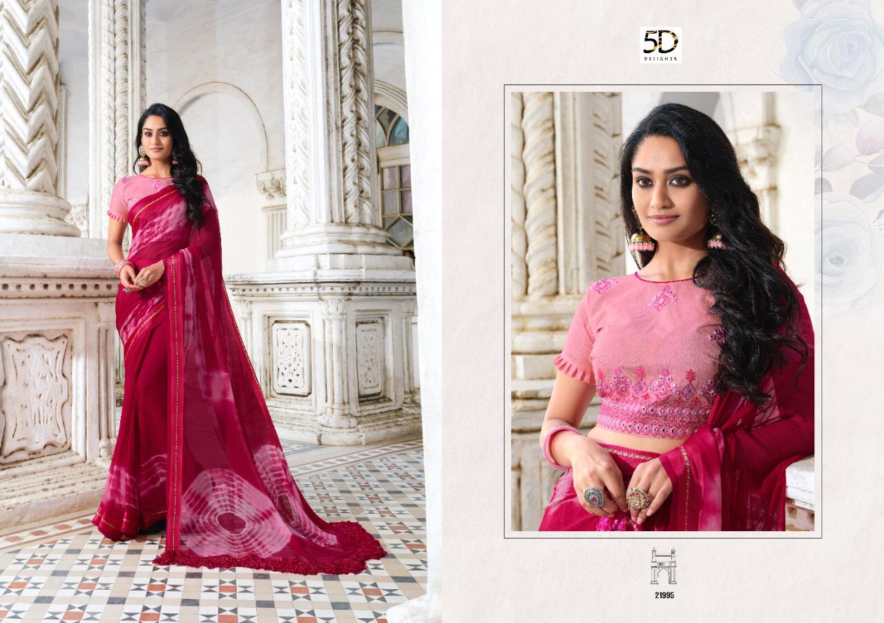 5D  MAHIRA Latest Fancy Designer Festive Wear Georgette Jacquard Border Saree With Embroidered Blouse Collection  