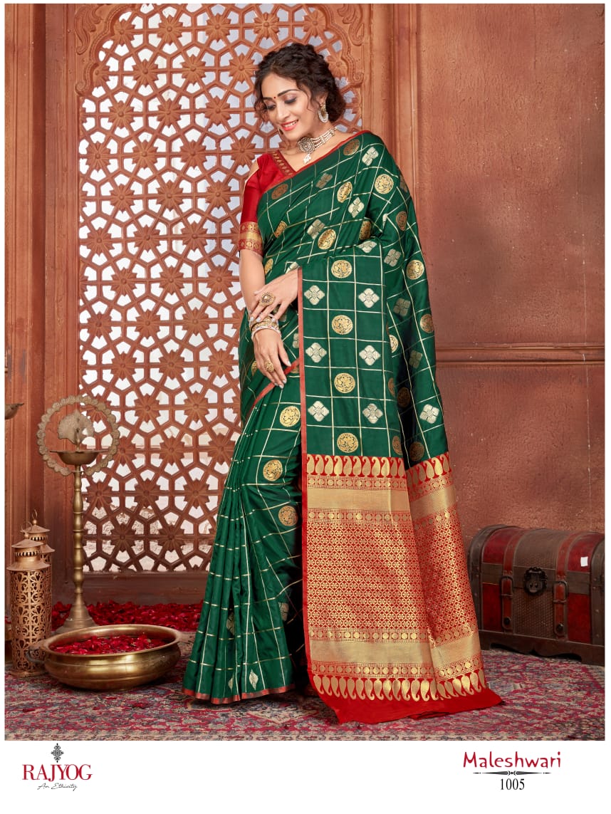 Rajyog Maleshwari Exclusive Printed Rich Look Pllu Soft Silk Sree Collection 
