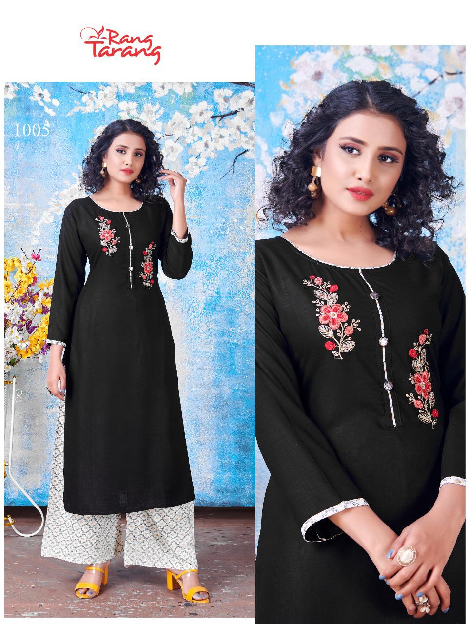 Rang Tarang Sweet Lady Latest Ethnic Wear Heavy super Slub rayon embroidery work Kurti With Bottom Collection