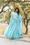 Sn 2455 Designer Chinon Embroidery Surat Gown With Dupatta Wholesale Market
