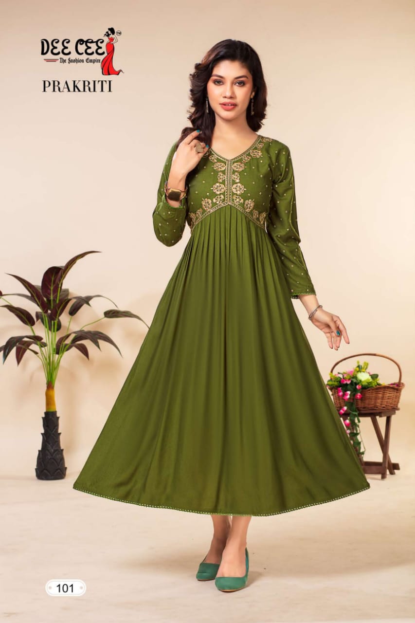 Prakriti By Deecee Rayon Alia Cut Kurtis Catalog