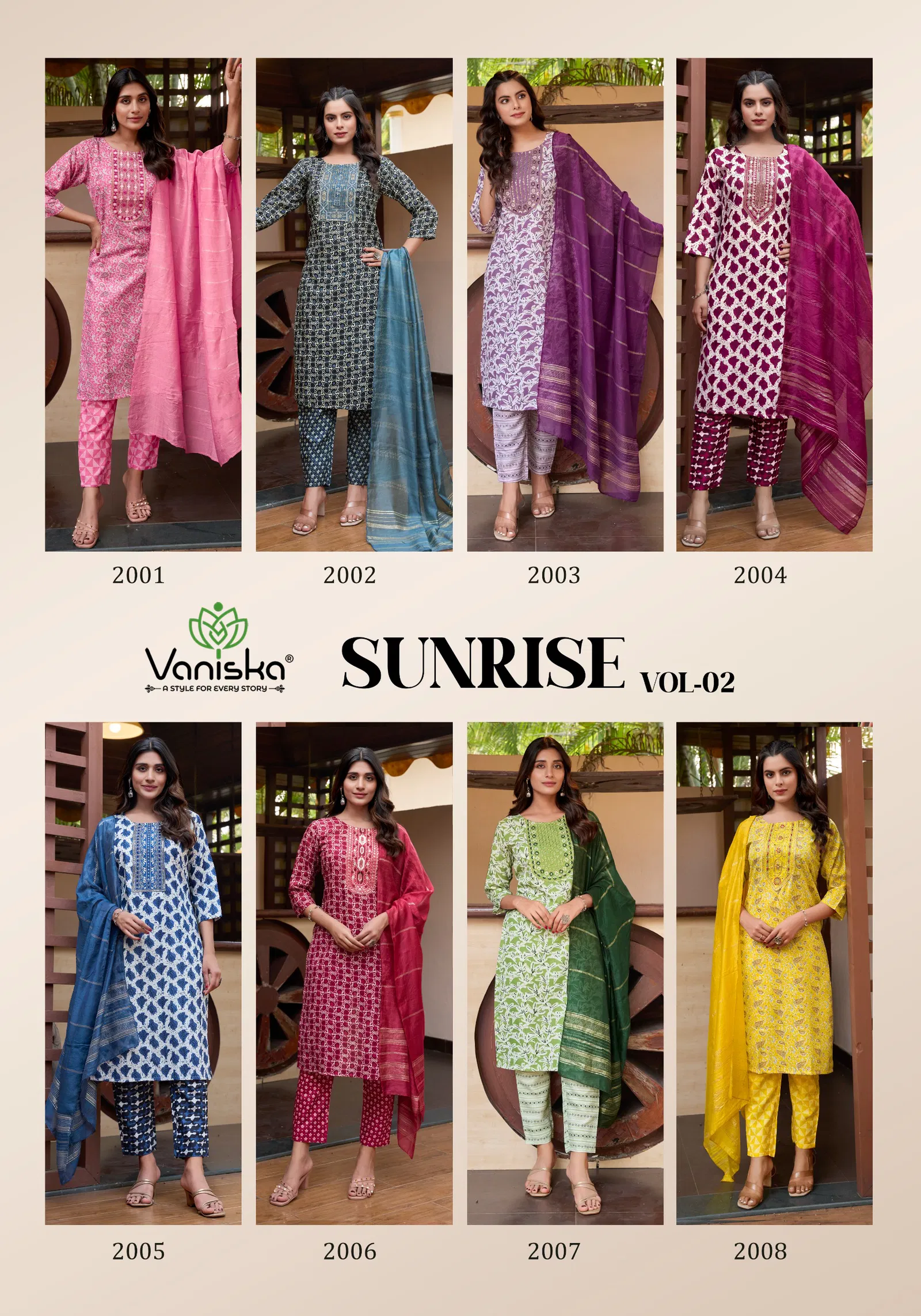 Sunrise Vol 2 By Vaniska Straight Printed Kurti With Bottom Dupatta Orders In India