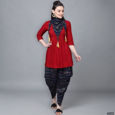 Kainat 8 Fancy New Party Wear Rayon Printed Kurti With Dhoti Collection