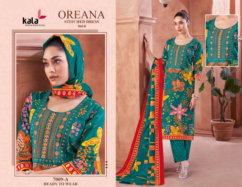 Oreana Vol 8 By Kala Printed Cotton Kurti With Bottom Dupatta Suppliers In India