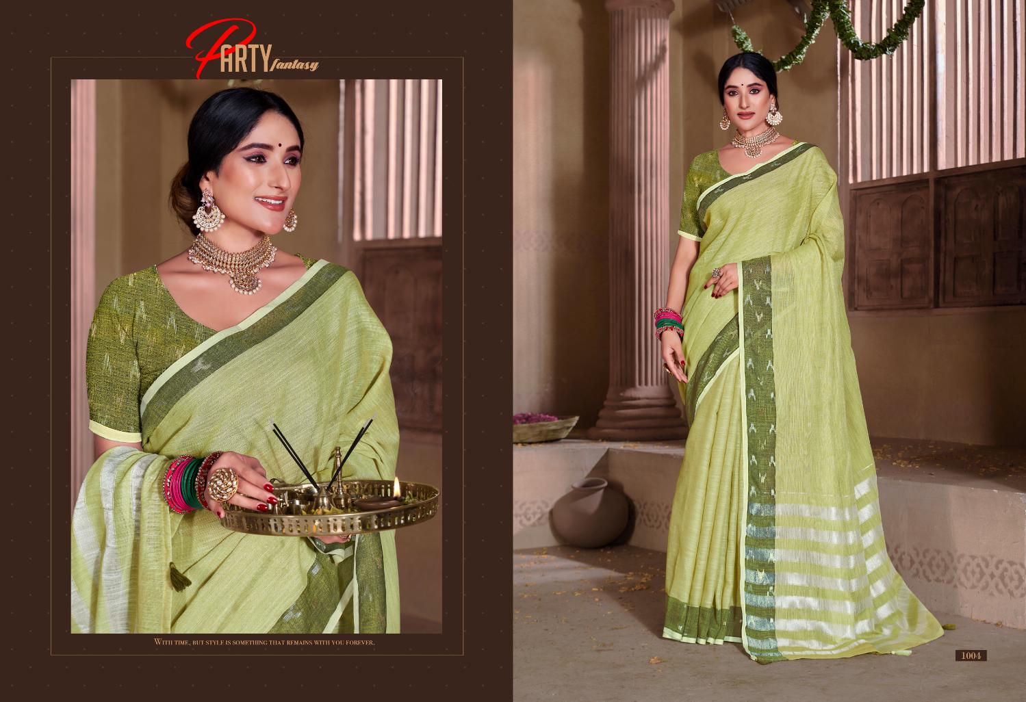 Aarushi Vol 2 By Bunawat Linen Embroidery Sarees Wholesale Price In Surat

