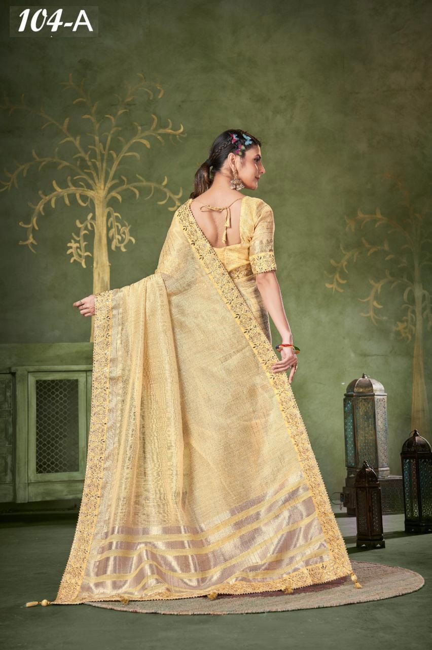 Sumitra 104 A To 104 E Banarasi Linen Checks Wholesale Saree Manufacturers
