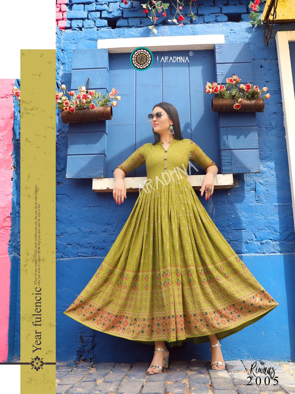 Aradhna Riwaaz 2 Fancy Festive  Wear Anarkali Rayon Printed Long Kurtis Collection
