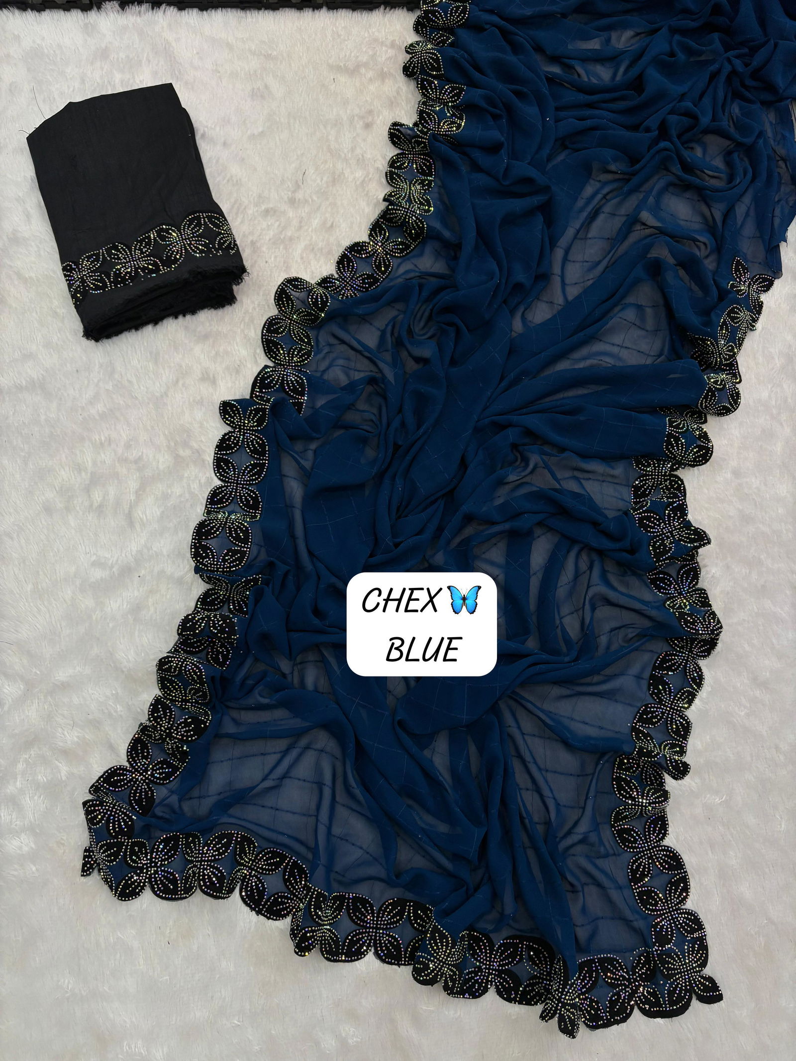 Chex Jk Designer Cutwork Border With Jarkan Diamond Party Wear Sarees Wholesale Price In Surat
