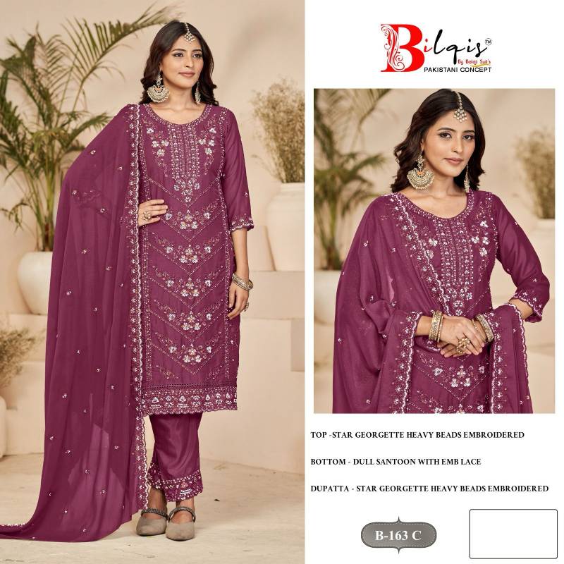 Bilqis B 163 Georgette Pakistani Salwar Kameez Online Wholesale