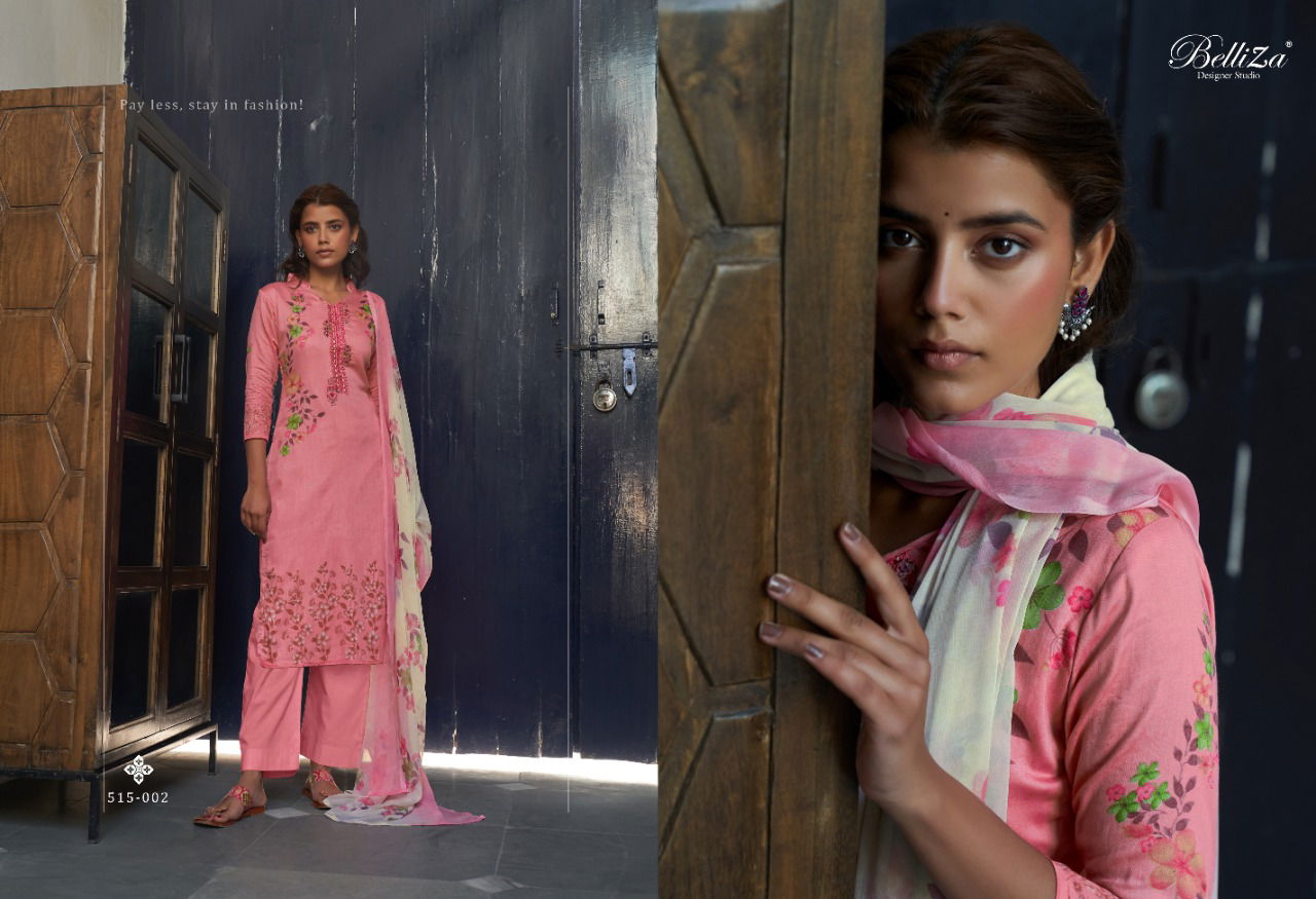 Belliza Ehsaas Casual Wear Pure Jam Cotton Printed And Heavy Embroidery Designer Dress Material Collection
