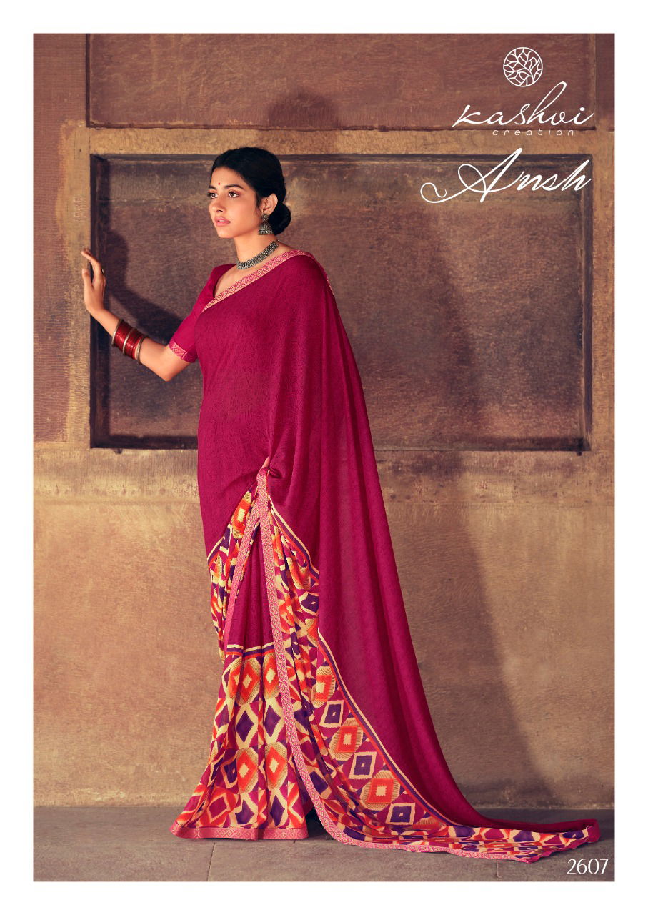 Kashvi Ansh 2 Fancy Designer Casual Regular Wear Weightless Georgette Printed Sarees Collection

