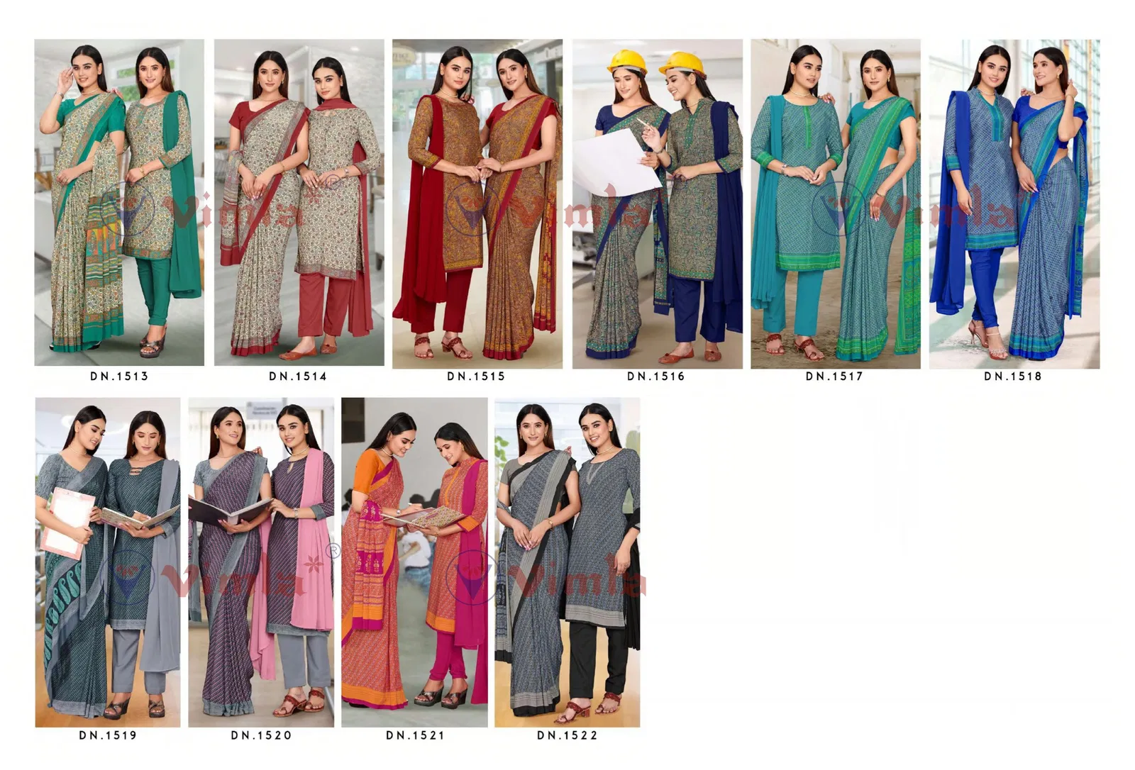 Angoori Crape Vol 5 Printed Crepe Uniform Dress With Saree Combo Catalog
