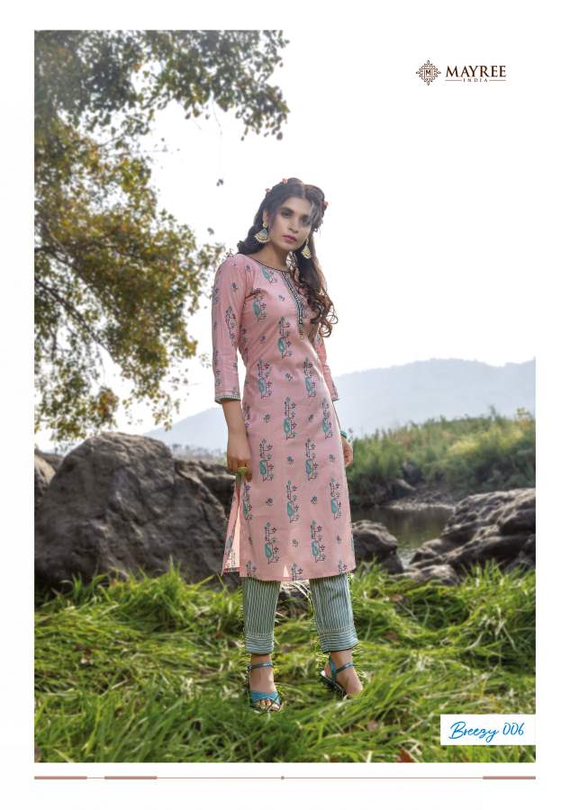 Mayree Breezy Fancy Designer Ethnic Wear Rayon Kurti With Bottom Collection