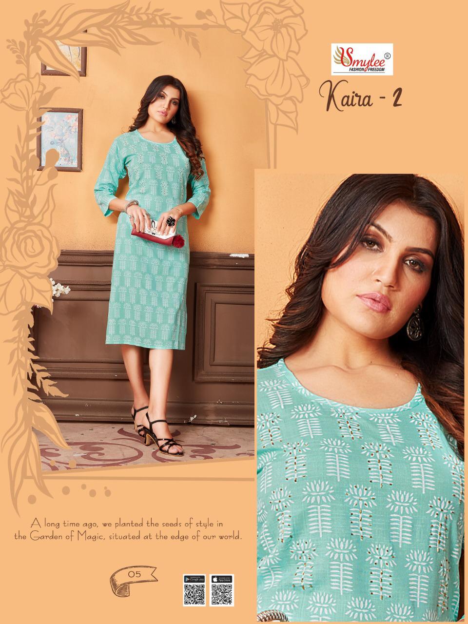 Smylee Kaira 2 Latest Fancy Casual Regular Wear Rayon Printed Kurtis Collection
