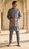 Grey Color Outluk Vol 144 Designer Heavy Armani Mens Indo Western14411