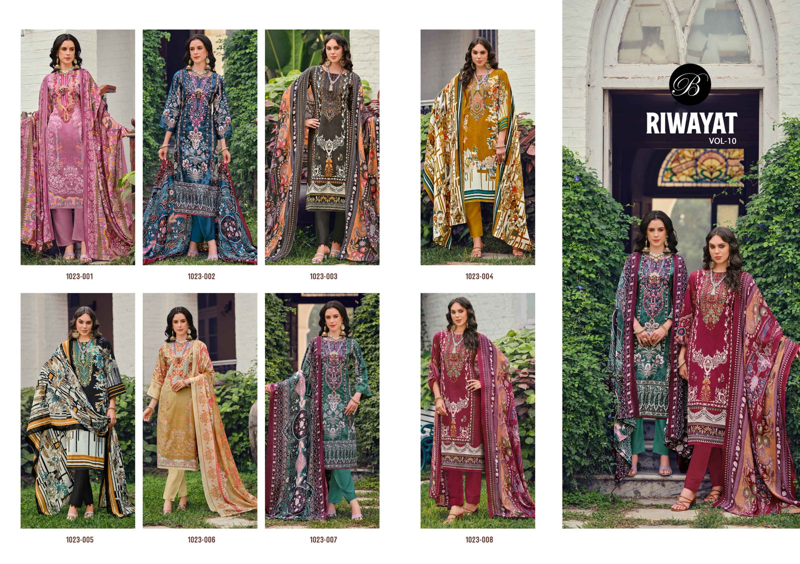 Riwayat vol 10 by Belliza Viscose Rayon Digital Printed Dress Material