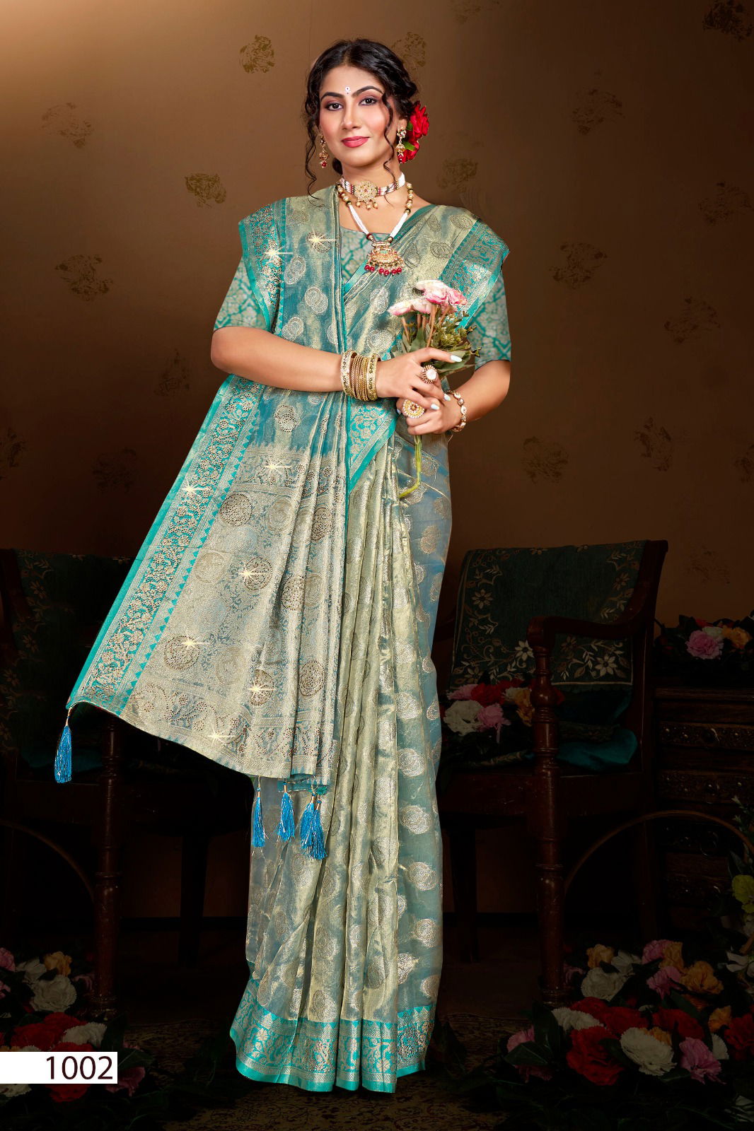 Lilly Tissue Vol 1 By Saroj Swarovski Work Designer Saree Suppliers In India