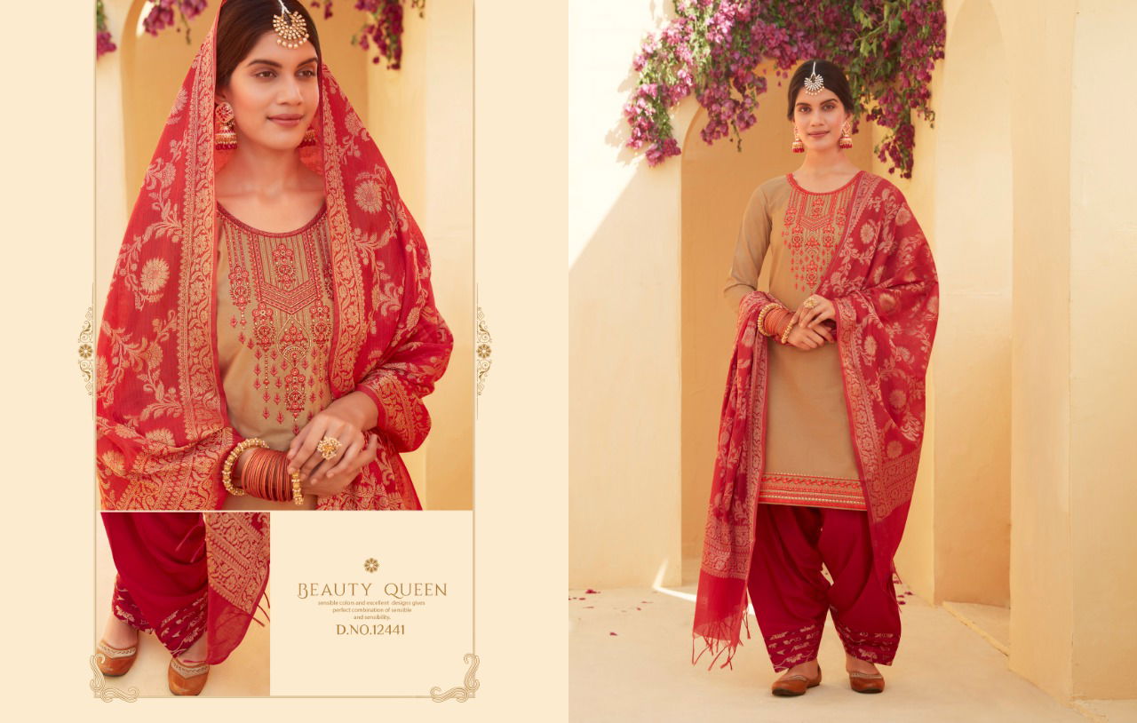 KAJREE SUNHERI PATIYALA VOL-4 Latest Fancy Designer Festive Wear Jam Silk with Embroidery Work And Khatli Work Readymade Salwar Suit Collection