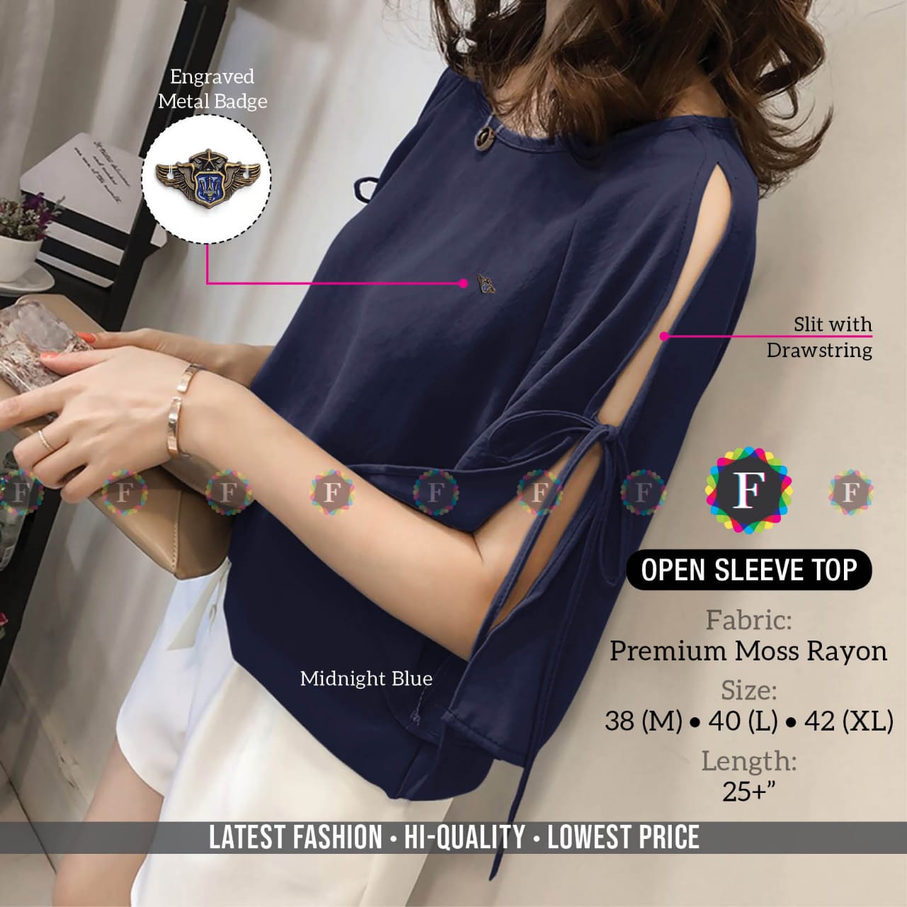 Open Sleeve Top Latest Fancy Stylish Lycra Russel Net Party Wear Ladies Top Premium Collection