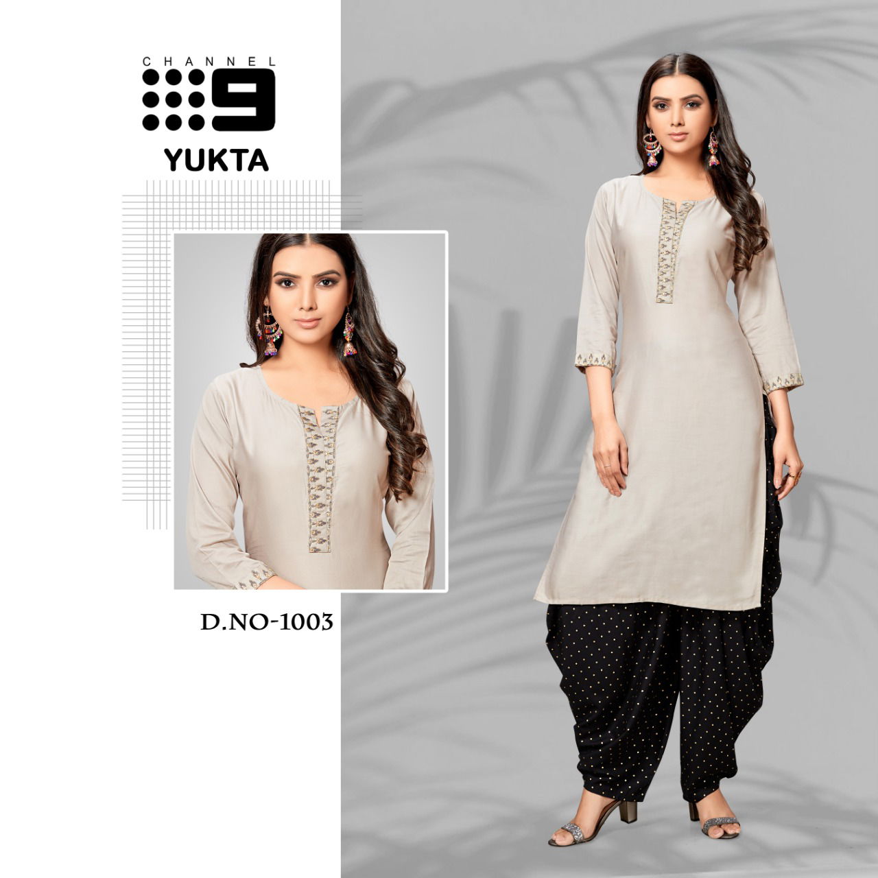 C9 Yukta Latest Collection Of Embroidery Worked Jam Satin Kurti With Patiyala 