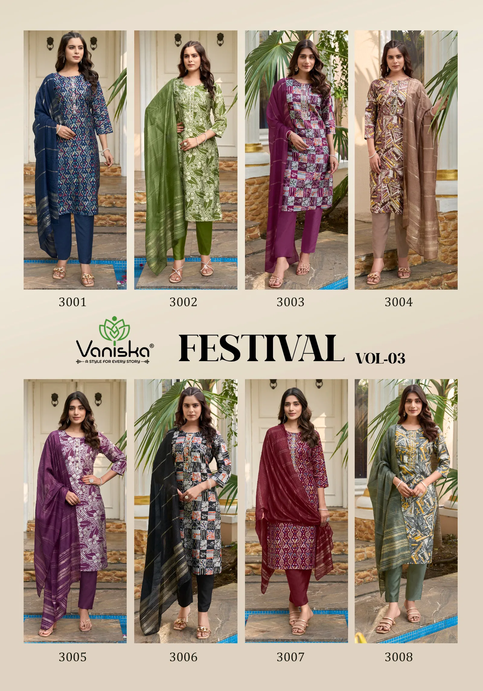 Festival Vol 3 By Vaniska Modal Chanderi Kurti With Bottom Dupatta Orders In India
