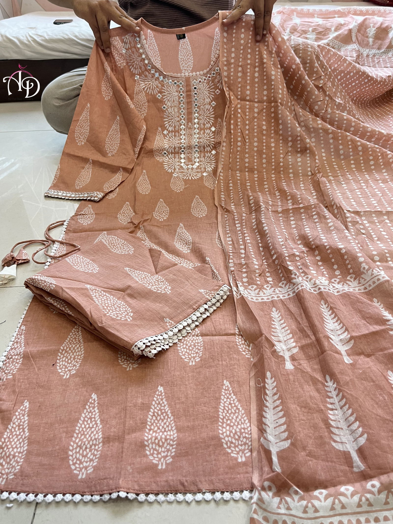 Akshar Printed Pure Cotton Top With Bottom Dupatta Orders In India Suppliers In India