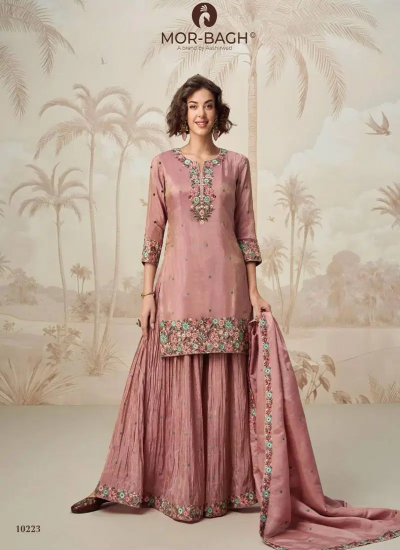 Nagma By Aashirwad Organza Simmer Silk Salwar Suits Wholesale In India