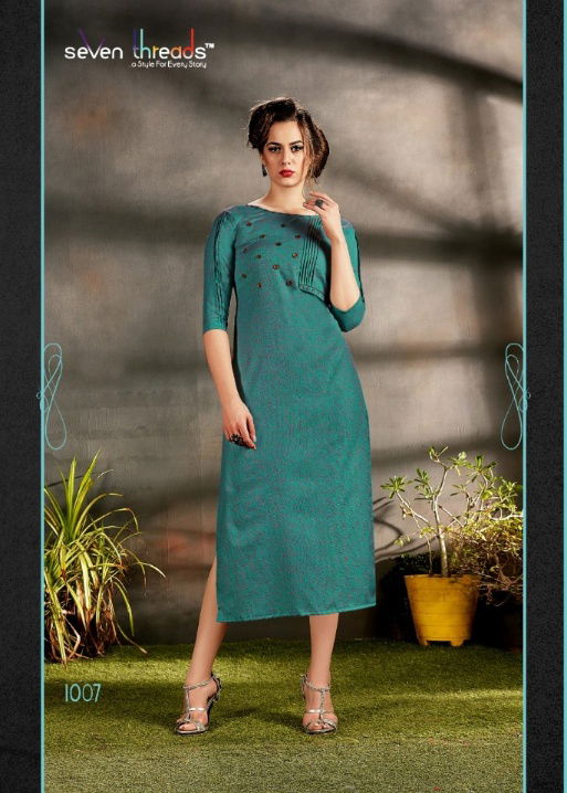 Seven Threads Rutba New Designer Straight Cut Long Kurtis Collection 