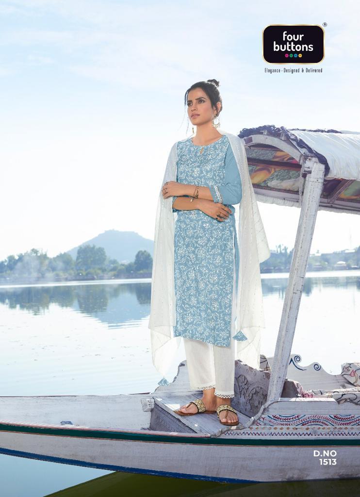 Four Gems-2 Viscose Silk With Lucknowi Style Prints Attached With Lace And Other Trims Salwar Suit Collection