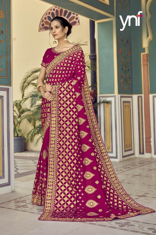 Ynf Haldi Bhaat Fancy Exclusive Wear Vichitra Silk Designer Latest Saree Collection